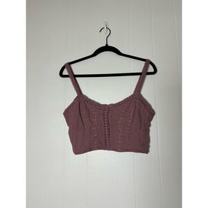 NWT Aeropostale Purple Eyelet‎ Crochet Crop Top Tank Camisole Women's Large